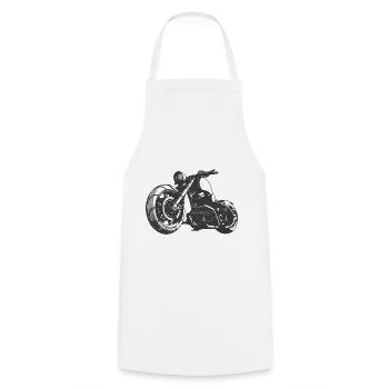 Motocyclette - Tablier de cuisine - blanc - Devant - AI Model Male 185 dark (185cm)