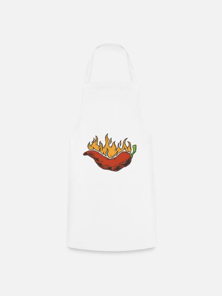 Chili Feuer - Kochschürze - Weiß