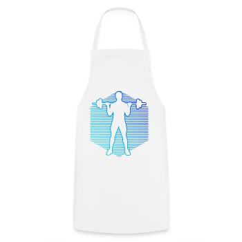 Cardio Fitness Men's Weightlifting Strength Training - Cooking Apron - white - Front - AI Model Male 185 dark (185cm)