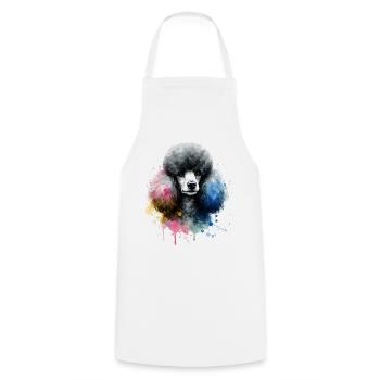 Caniche tête de chien aquarelle - Tablier de cuisine - blanc - Devant - AI Model Male 185 dark (185cm)