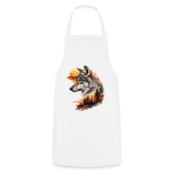 Loup Tête de loup Nature sauvage Aventure Forêt Soleil - Tablier de cuisine - blanc - Devant - AI Model Male 185 dark (185cm)