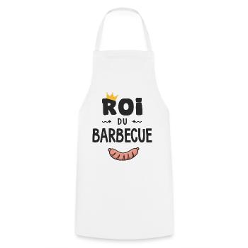 Roi du barbecue pour homme papa BBQ - Tablier de cuisine - blanc - Devant - AI Model Male 185 dark (185cm)