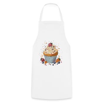Cupcake aux baies - Tablier de cuisine - blanc - Devant - AI Model Male 185 dark (185cm)