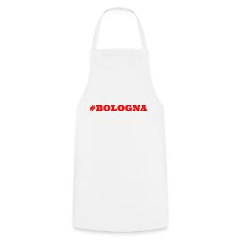 #Bologna Italy - Cooking Apron - white - Front - AI Model Male 185 dark (185cm)