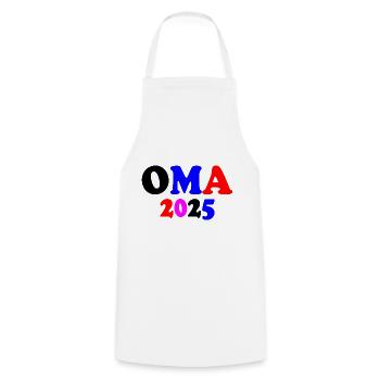 Oma 2025 - Kochschürze - Weiß - Vorne - AI Model Male 185 dark (185cm)