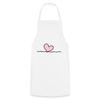 ligne de coeur rose - Tablier de cuisine - blanc - Devant - AI Model Male 185 dark (185cm)