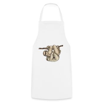 Kunterli Loves Sloths - #KUN-SLO-08 - Cute - Cooking Apron - white - Front - AI Model Male 185 dark (185cm)