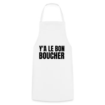 y a le bon boucher - Tablier de cuisine - blanc - Devant - AI Model Male 185 dark (185cm)