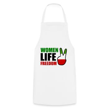 Women life freedom iran - Cooking Apron - white - Front - AI Model Male 185 dark (185cm)