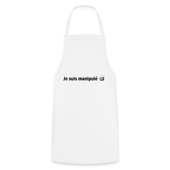 Je suis manipulé (vu à la tv) version masculin - Tablier de cuisine - blanc - Devant - AI Model Male 185 dark (185cm)