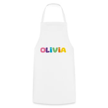 Name - Olivia - Cooking Apron - white - Front - AI Model Male 185 dark (185cm)