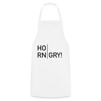 HORNGRY - Lustiges Stimmungs-Shirt - Kochschürze - Weiß - Vorne - AI Model Male 185 dark (185cm)