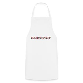pink hawaiian hibiscus flowers and leaves - Cooking Apron - white - Front - AI Model Male 185 dark (185cm)