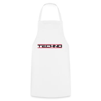 Techno Rote Balken - Kochschürze - Weiß - Vorne - AI Model Male 185 dark (185cm)