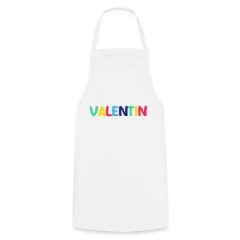 Nom - Valentin - Tablier de cuisine - blanc - Devant - AI Model Male 185 dark (185cm)