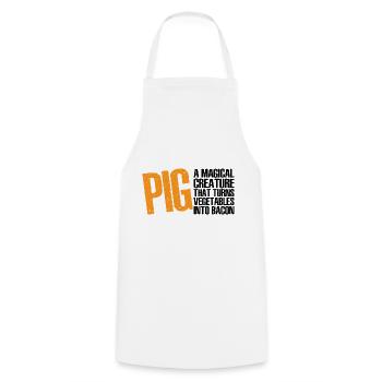 Pig, A Creature That Turns Vegetables Into Bacon 8 - Cooking Apron - white - Front - AI Model Male 185 dark (185cm)