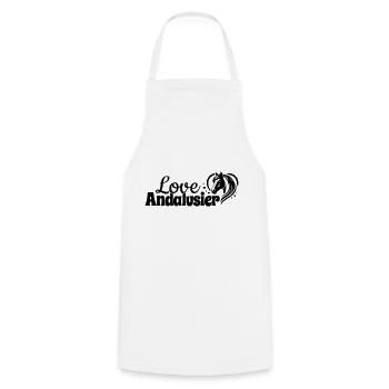 Andalusian Love Heart Horse Head - Cooking Apron - white - Front - AI Model Male 185 dark (185cm)