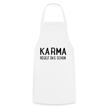 Karma regelt das schon - Kochschürze - Weiß - Vorne - AI Model Male 185 dark (185cm)