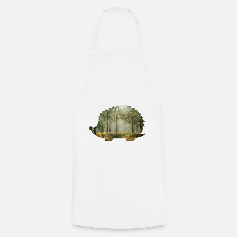 forêt 9 hérisson avec forêt - Tablier de cuisine - blanc