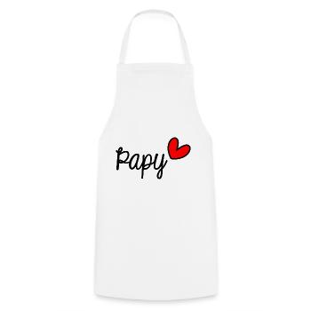PAPY. FÊTE DES PÈRES. BONNE FÊTE PAPA. PAPA. FÊTE - Tablier de cuisine - blanc - Devant - AI Model Male 185 dark (185cm)