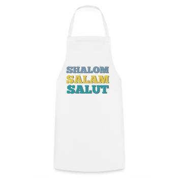 Shalom salam salut - Citation amour et amitié - Tablier de cuisine - blanc - Devant - AI Model Male 185 dark (185cm)