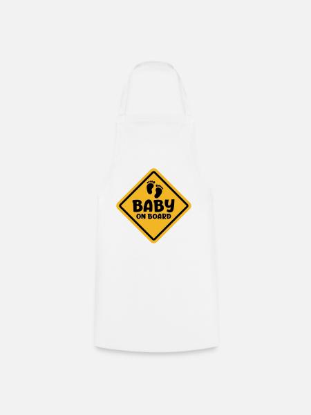 Slogan bébé à bord - bébé à bord Être enceinte - Tablier de cuisine - blanc