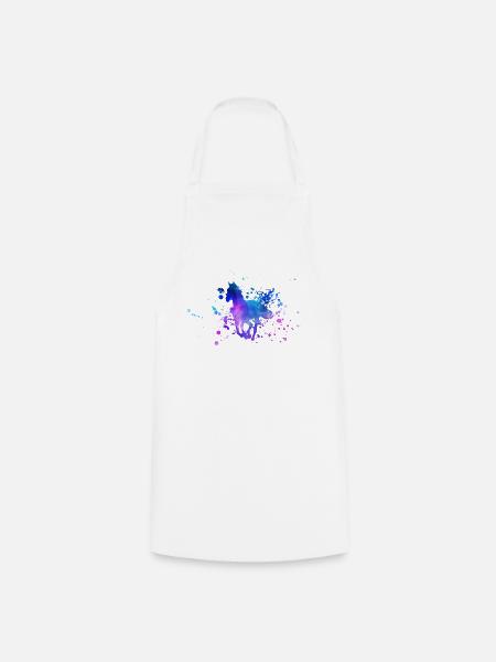 Pferde Silhouette Aquarell - Kochschürze - Weiß