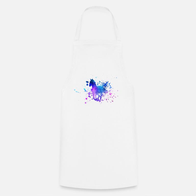 Pferde Silhouette Aquarell - Kochschürze - Weiß