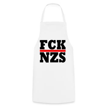 FCK NZS - Cooking Apron - white - Front - AI Model Male 185 dark (185cm)