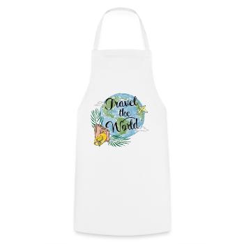 Travelling around the world - Cooking Apron - white - Front - AI Model Male 185 dark (185cm)