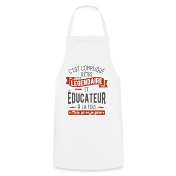 légendaire et éducateur - Tablier de cuisine - blanc - Devant - AI Model Male 185 dark (185cm)