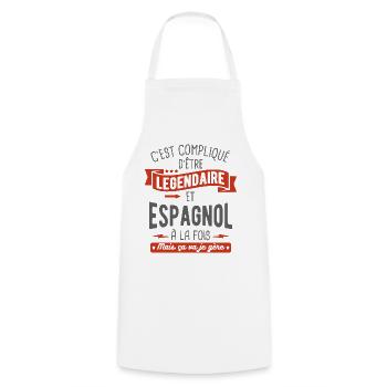 légendaire et espagnol - Tablier de cuisine - blanc - Devant - AI Model Male 185 dark (185cm)