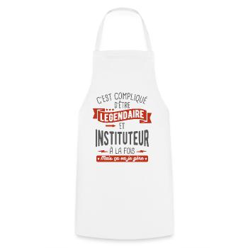 légendaire et instituteur - Tablier de cuisine - blanc - Devant - AI Model Male 185 dark (185cm)