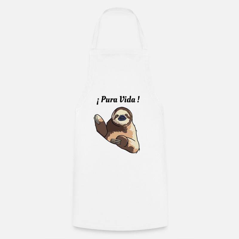 Pura Vida - Sloth - Cooking Apron - white