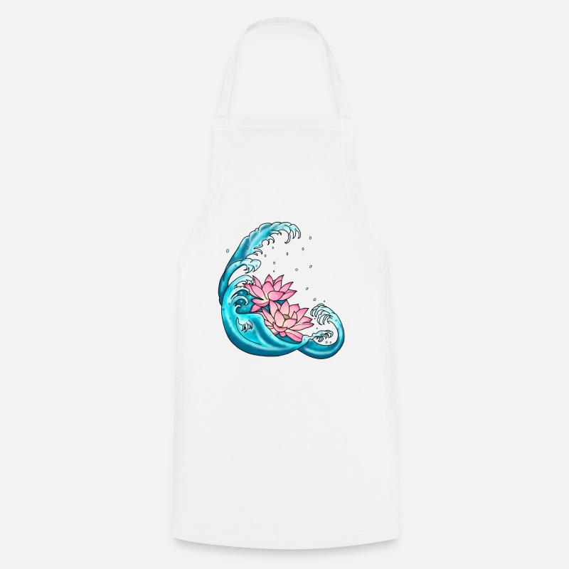 Fleur de lotus tatouage nénuphars - Tablier de cuisine - blanc