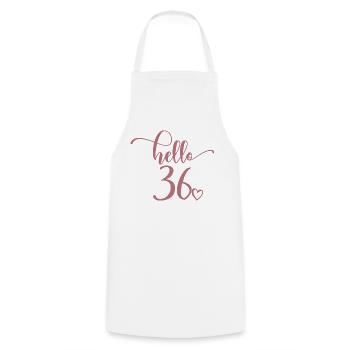 Hello 36 - Mignon cadeau de 36e anniversaire pour femmes - Tablier de cuisine - blanc - Devant - AI Model Male 185 dark (185cm)