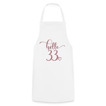 Hello 33 - Süßes Geschenk zum 33. Geburtstag für Frauen - Kochschürze - Weiß - Vorne - AI Model Male 185 dark (185cm)