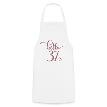 Hello 37 - Mignon cadeau de 37e anniversaire pour femmes - Tablier de cuisine - blanc - Devant - AI Model Male 185 dark (185cm)