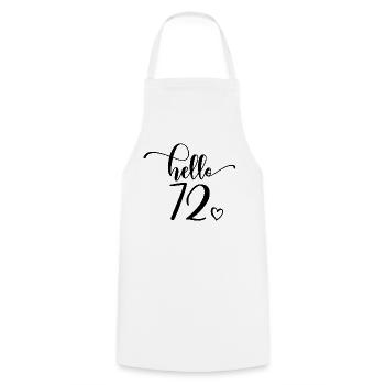Hello 72 - Cute 72nd Birthday Gift, 72 Years Old - Cooking Apron - white - Front - AI Model Male 185 dark (185cm)