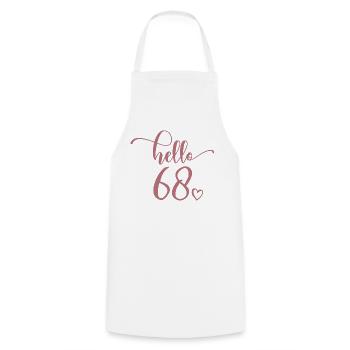 Hello 68 - Mignon cadeau de 68e anniversaire pour les femmes - Tablier de cuisine - blanc - Devant - AI Model Male 185 dark (185cm)