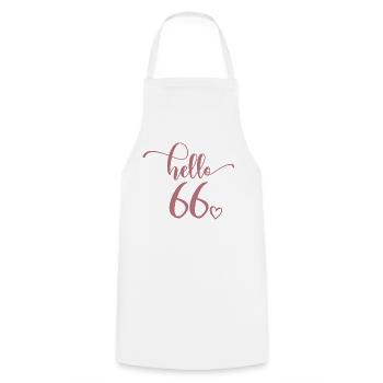 Hello 66 - Cute 66th Birthday Gift For Women - Cooking Apron - white - Front - AI Model Male 185 dark (185cm)