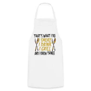 Grill Griller Saying Humor Grill Gift Idea - Cooking Apron - white - Front - AI Model Male 185 dark (185cm)