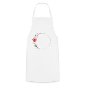 Couronne de fleurs des champs Boho personnalisable - Tablier de cuisine - blanc - Devant - AI Model Male 185 dark (185cm)