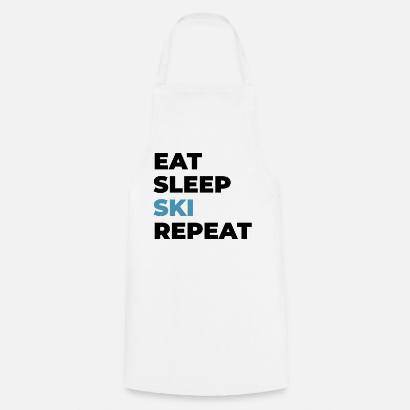Eat Sleep Ski Repeat - Cooking Apron - white