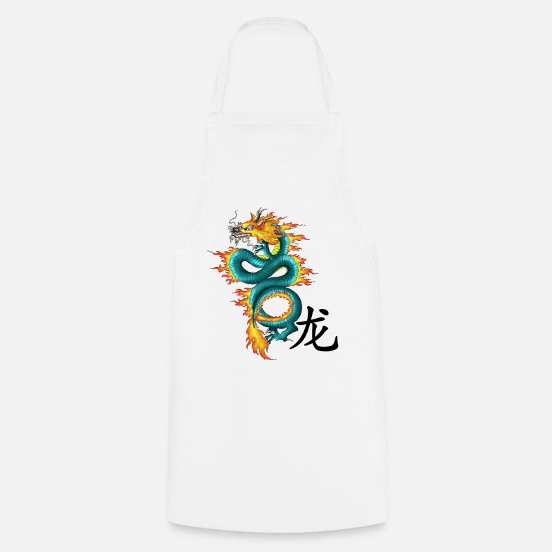 Drache - Long - Kochschürze - Weiß