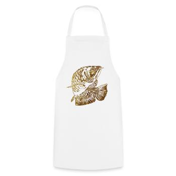 Arowana Fish Gold Graphic Fish Lover Fishing Gear - Cooking Apron - white - Front - AI Model Male 185 dark (185cm)