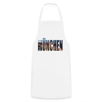 MÜNCHEN SKYLINE NACHTS - Kochschürze - Weiß - Vorne - AI Model Male 185 dark (185cm)