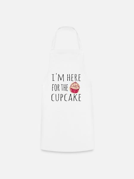 Ich bin hier wegen dem Cupcake - Kochschürze - Weiß