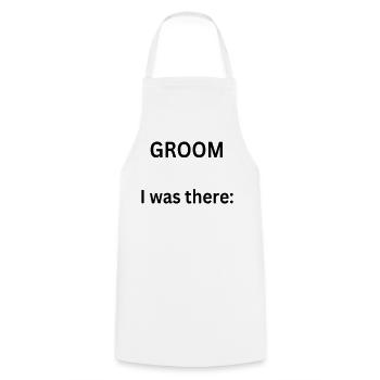 Groom - I was there - Stag Party - Cooking Apron - white - Front - AI Model Male 185 dark (185cm)