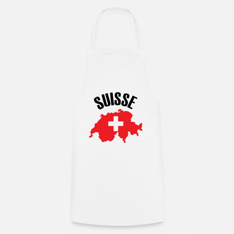 Suisse - Suisse Carte Drapeau Suisse - Tablier de cuisine - blanc